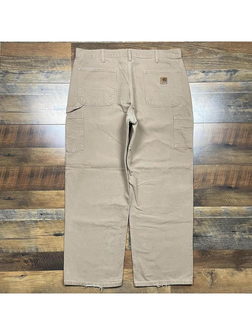 Carhartt Carpenter Canvas Work Pants Size 38x30 Tan Brown Relaxed Fit Utility